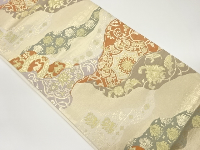 道長取りに華紋・花唐草・有栖川文織出し袋帯